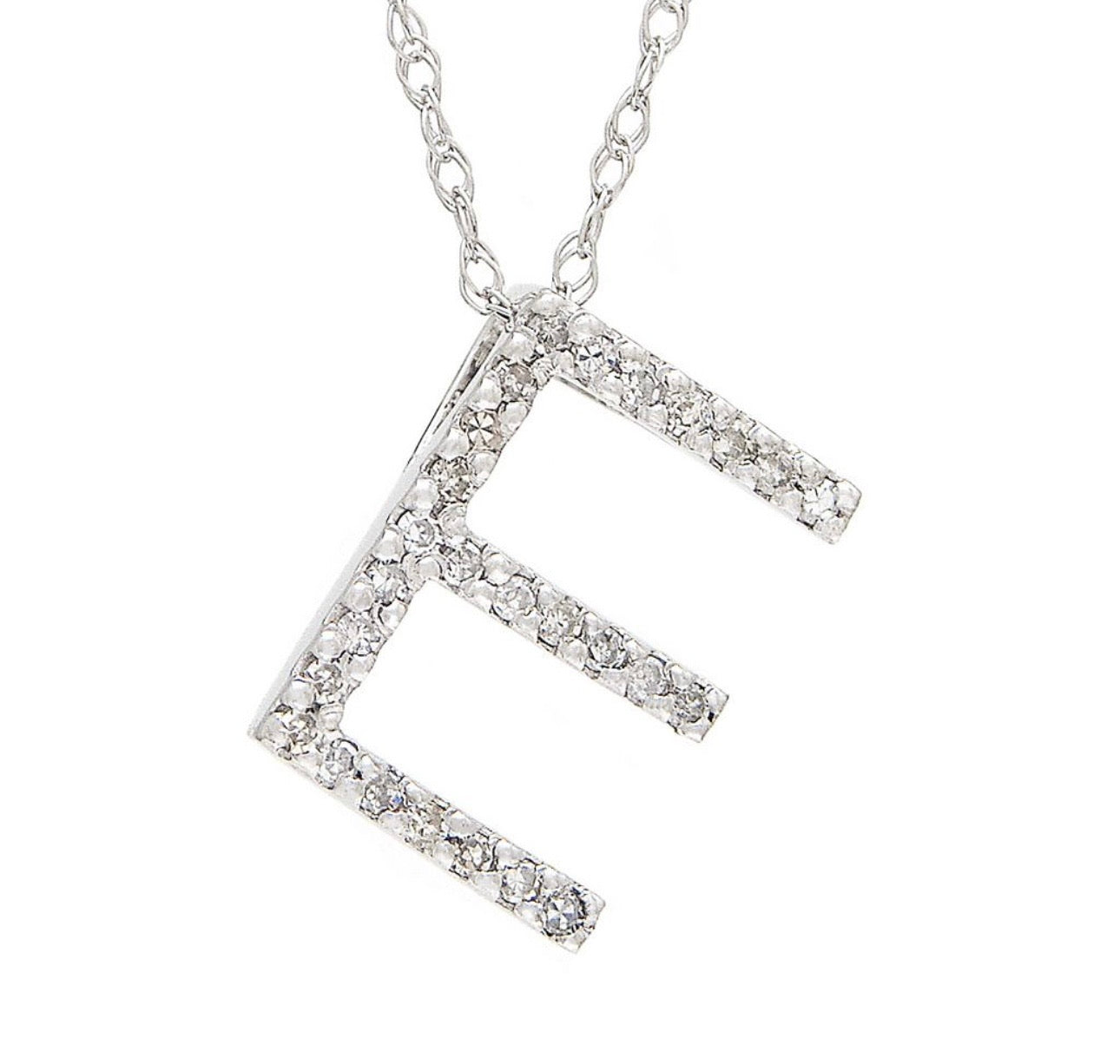 Block Initial Single Pave Diamond Pendant