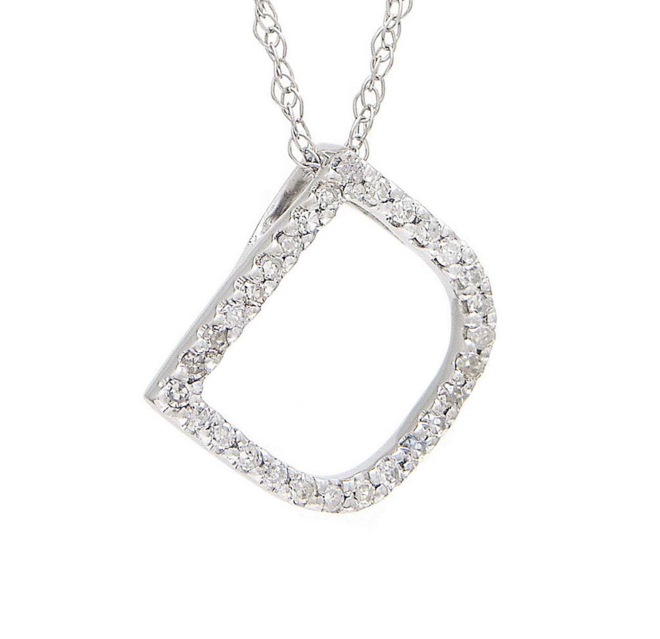 Block Initial Single Pave Diamond Pendant