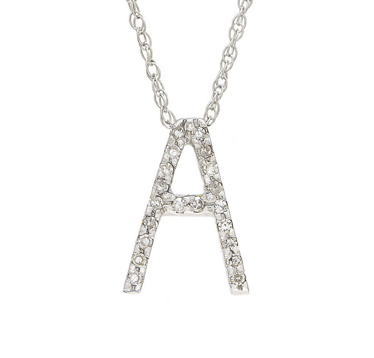 Block Initial Single Pave Diamond Pendant