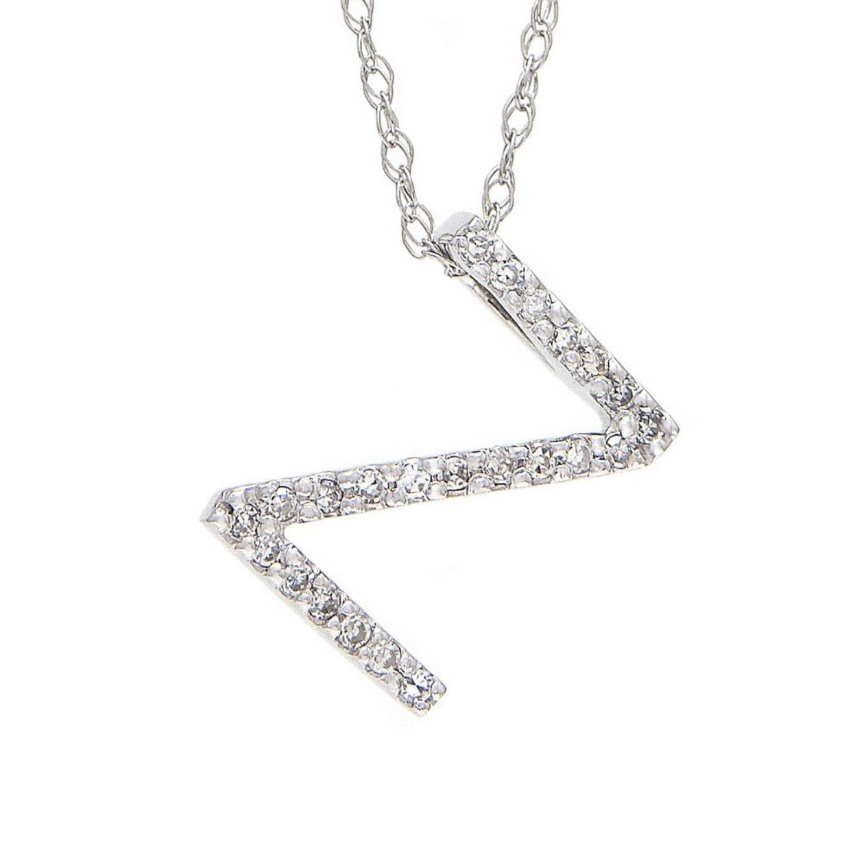 Block Initial Single Pave Diamond Pendant