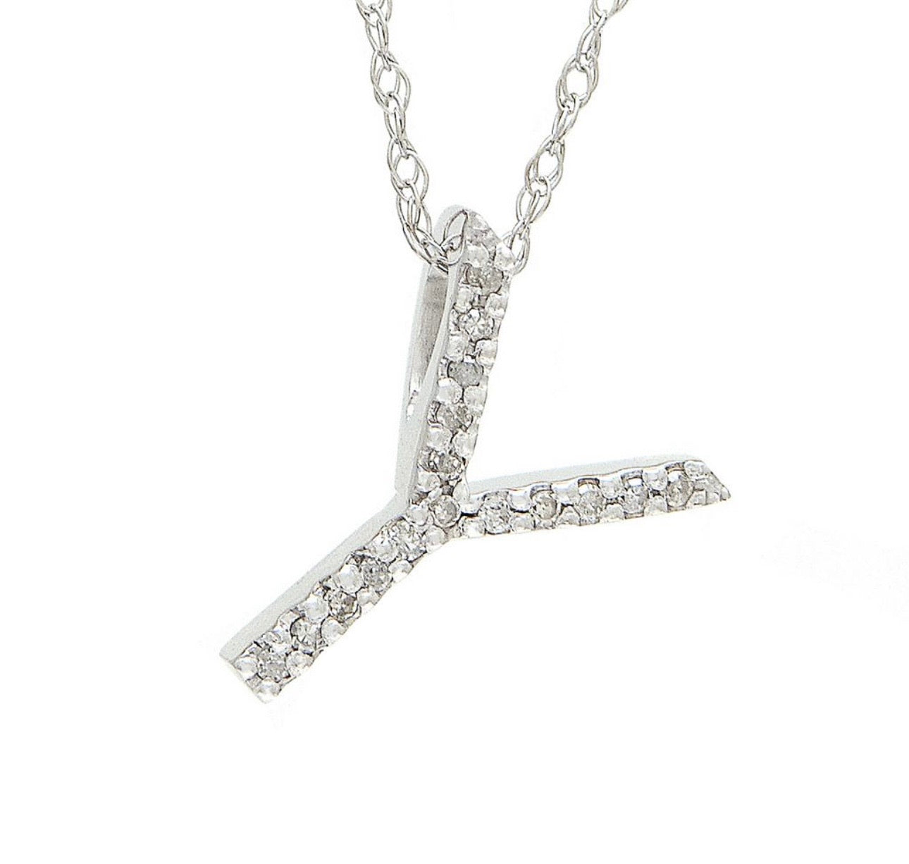 Block Initial Single Pave Diamond Pendant