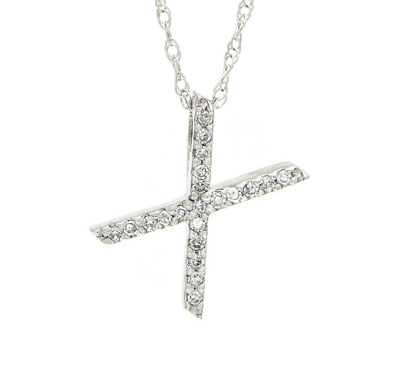 Block Initial Single Pave Diamond Pendant