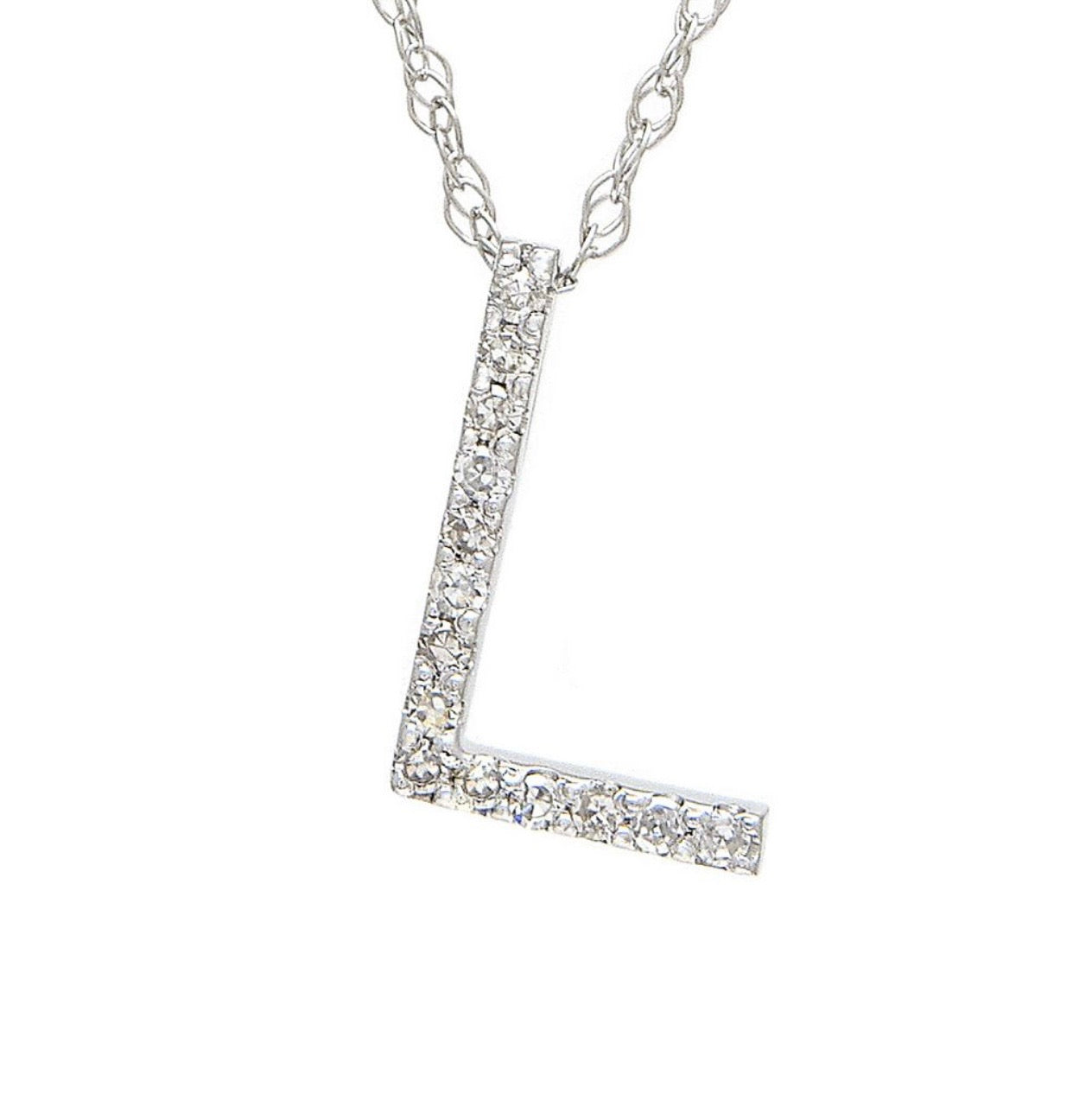 Block Initial Single Pave Diamond Pendant