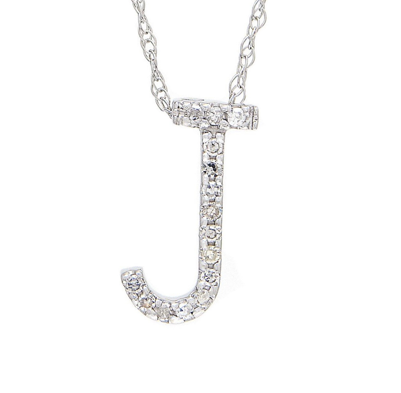 Block Initial Single Pave Diamond Pendant