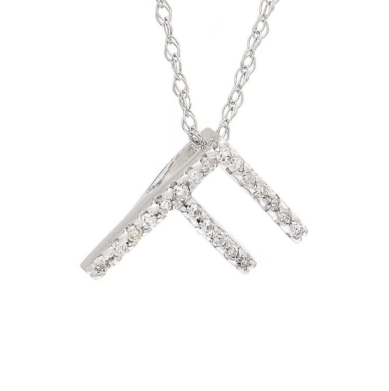 Block Initial Single Pave Diamond Pendant
