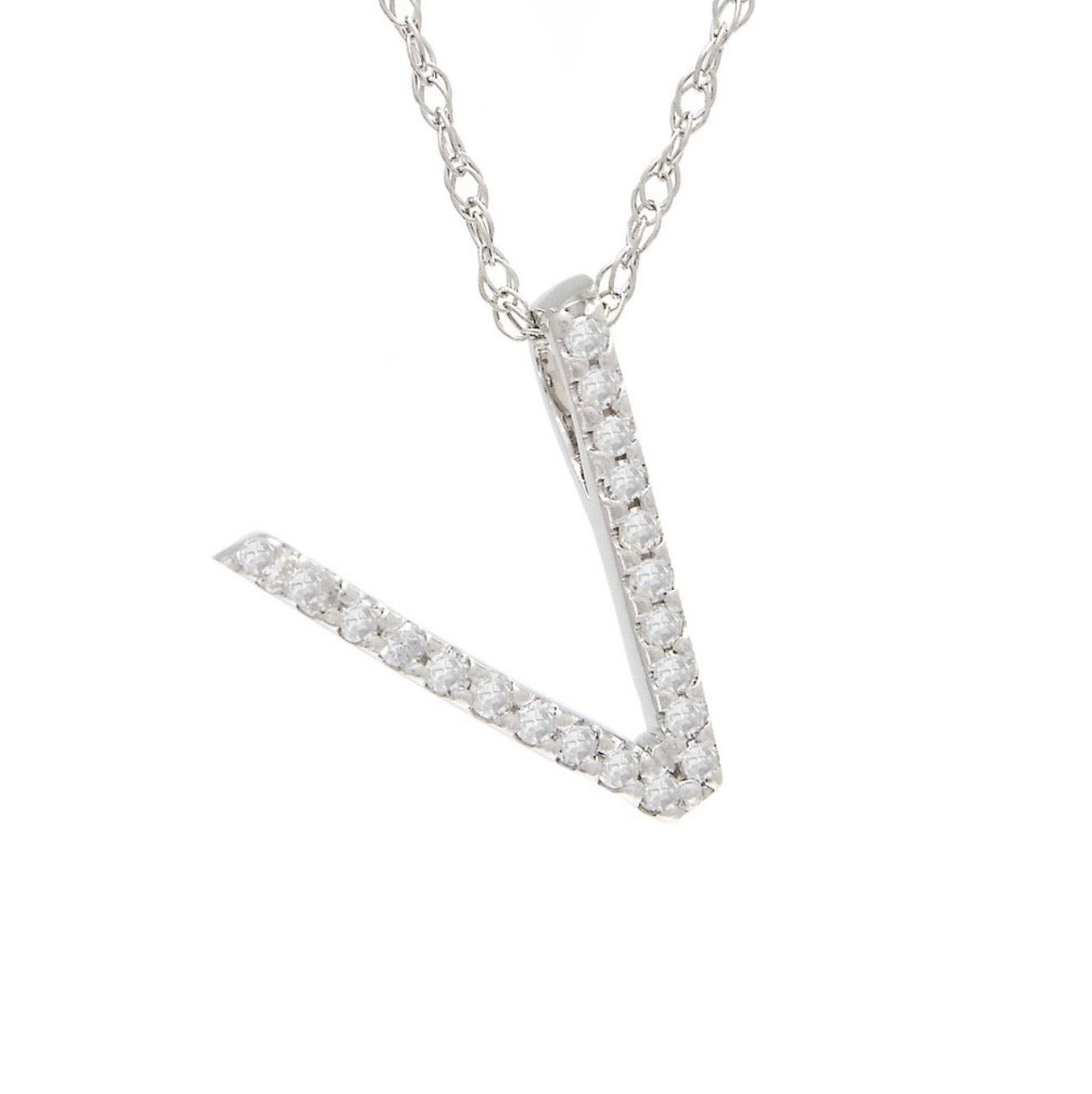 Block Initial Single Pave Diamond Pendant