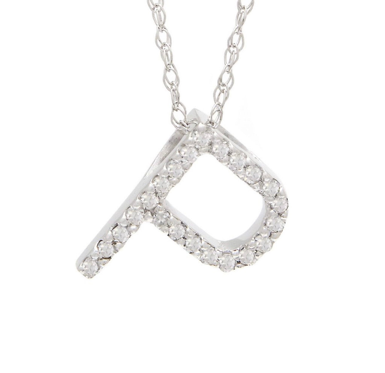 Block Initial Single Pave Diamond Pendant