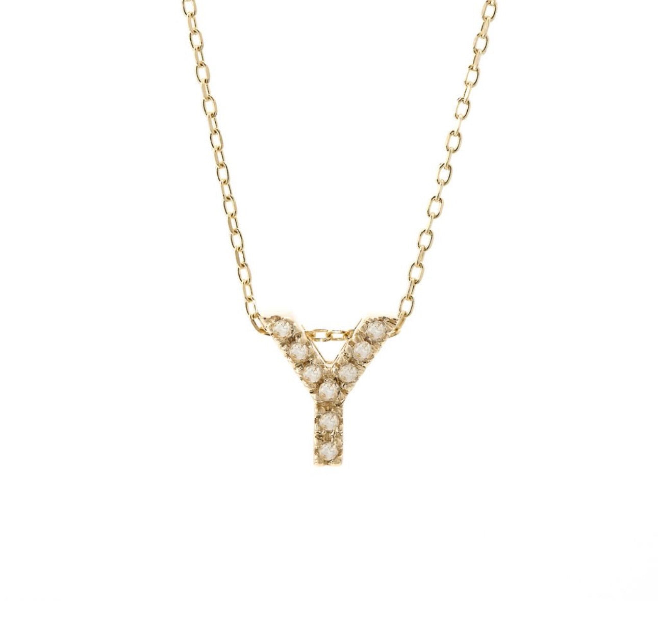 Mini Initial Single Micro Pave Diamond Necklace
