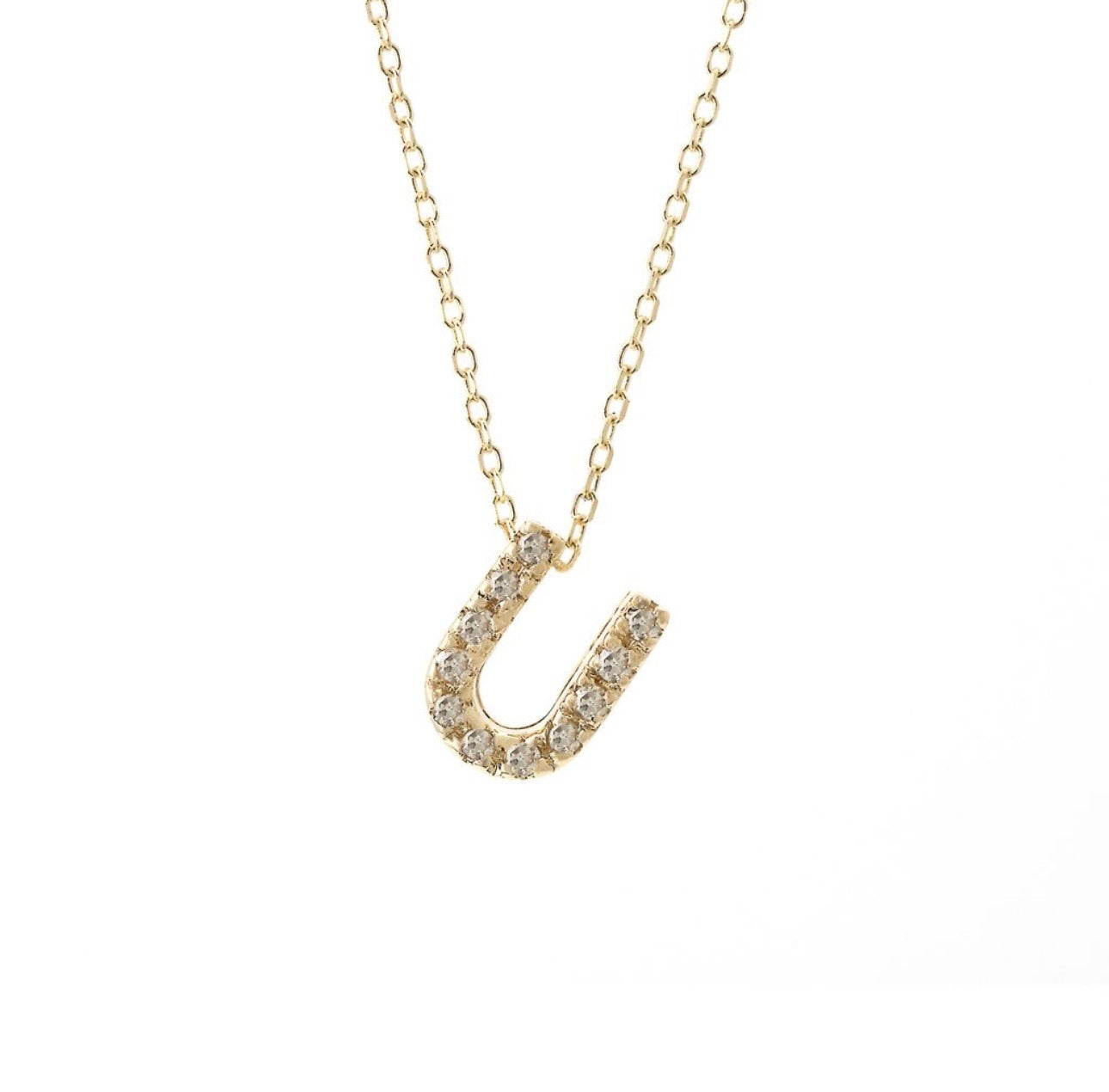 Mini Initial Single Micro Pave Diamond Necklace