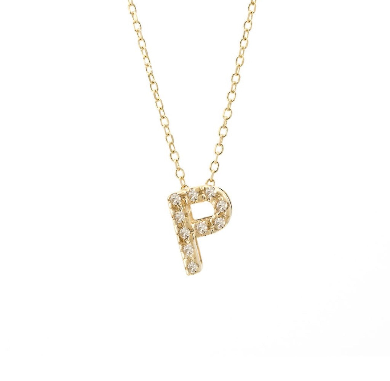 Mini Initial Single Micro Pave Diamond Necklace
