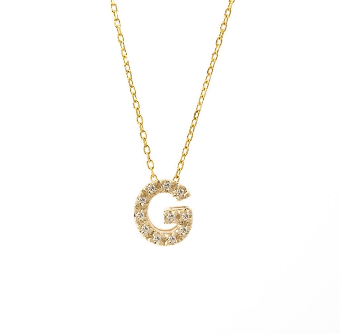 Mini Initial Single Micro Pave Diamond Necklace