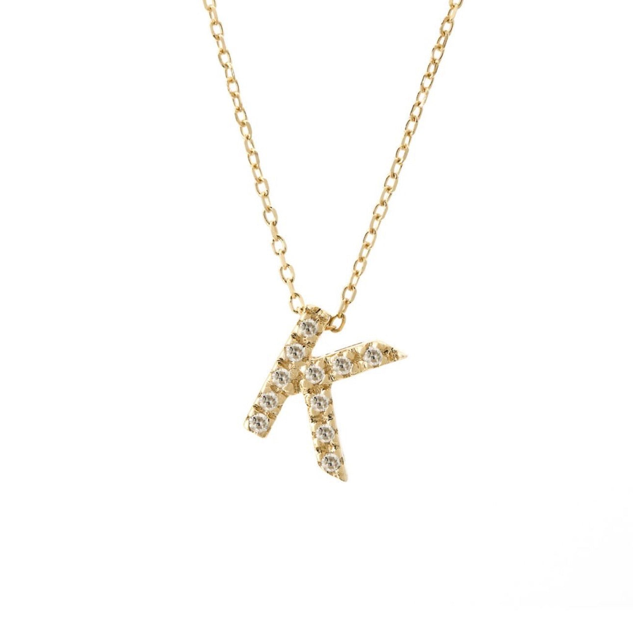 Mini Initial Single Micro Pave Diamond Necklace