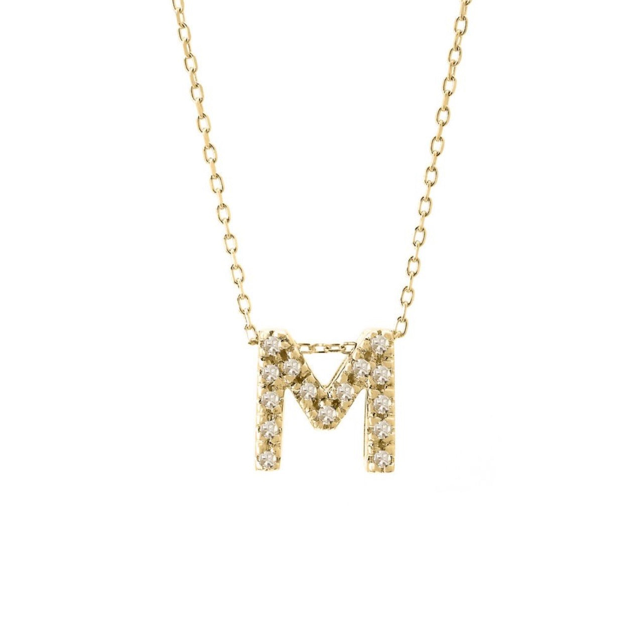 Mini Initial Single Micro Pave Diamond Necklace