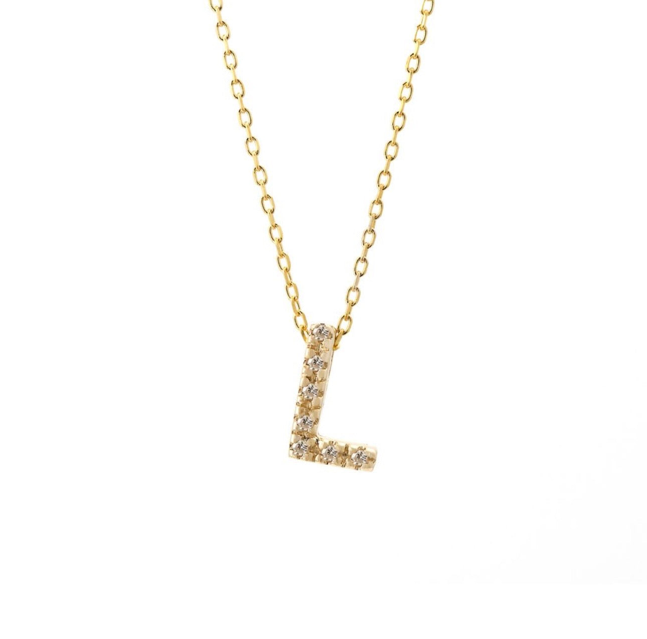 Mini Initial Single Micro Pave Diamond Necklace