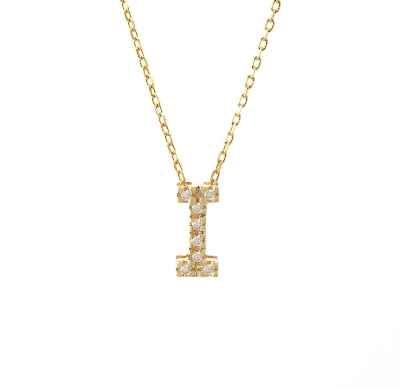 Mini Initial Single Micro Pave Diamond Necklace