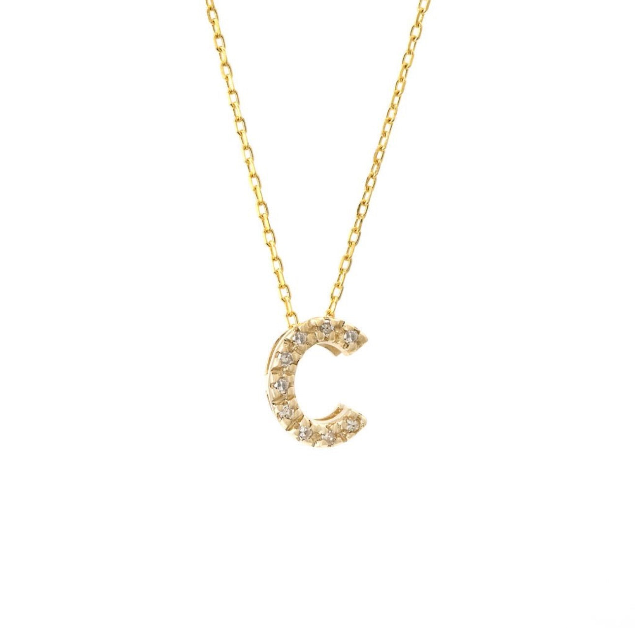 Mini Initial Single Micro Pave Diamond Necklace