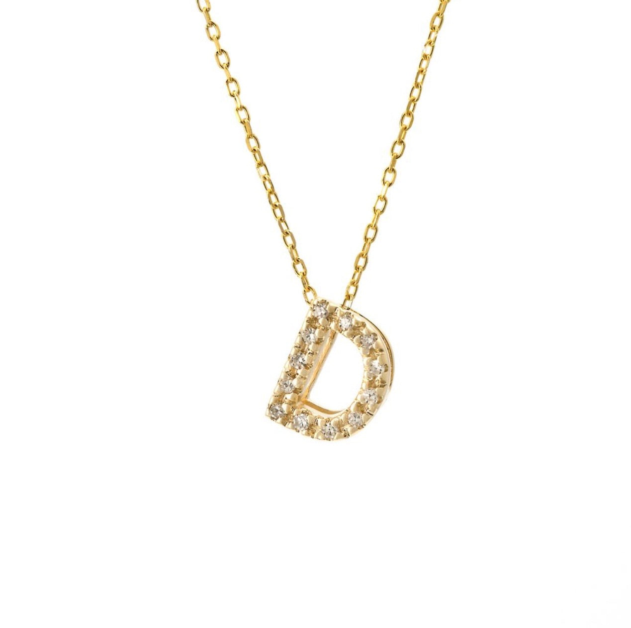 Mini Initial Single Micro Pave Diamond Necklace