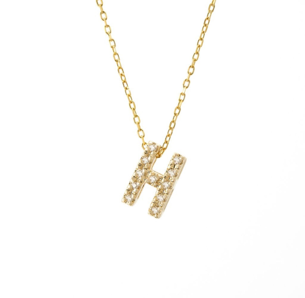 Mini Initial Single Micro Pave Diamond Necklace
