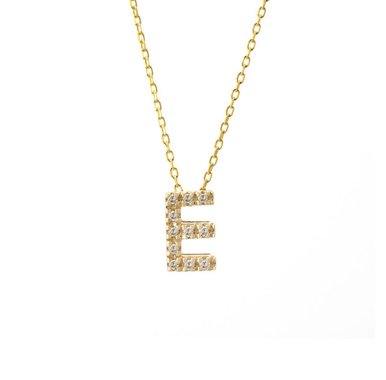 Mini Initial Single Micro Pave Diamond Necklace