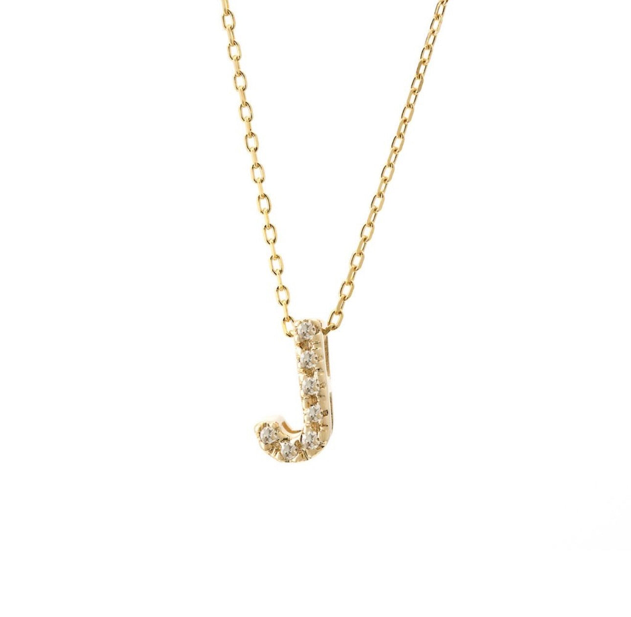 Mini Initial Single Micro Pave Diamond Necklace