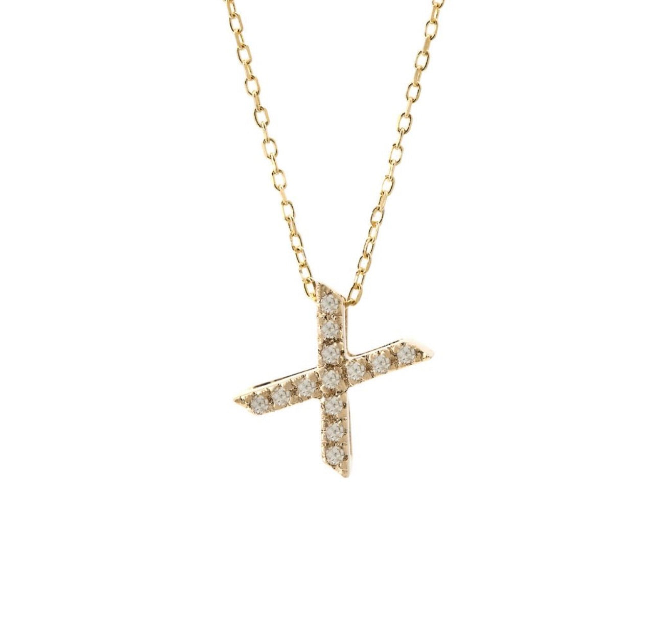 Mini Initial Single Micro Pave Diamond Necklace