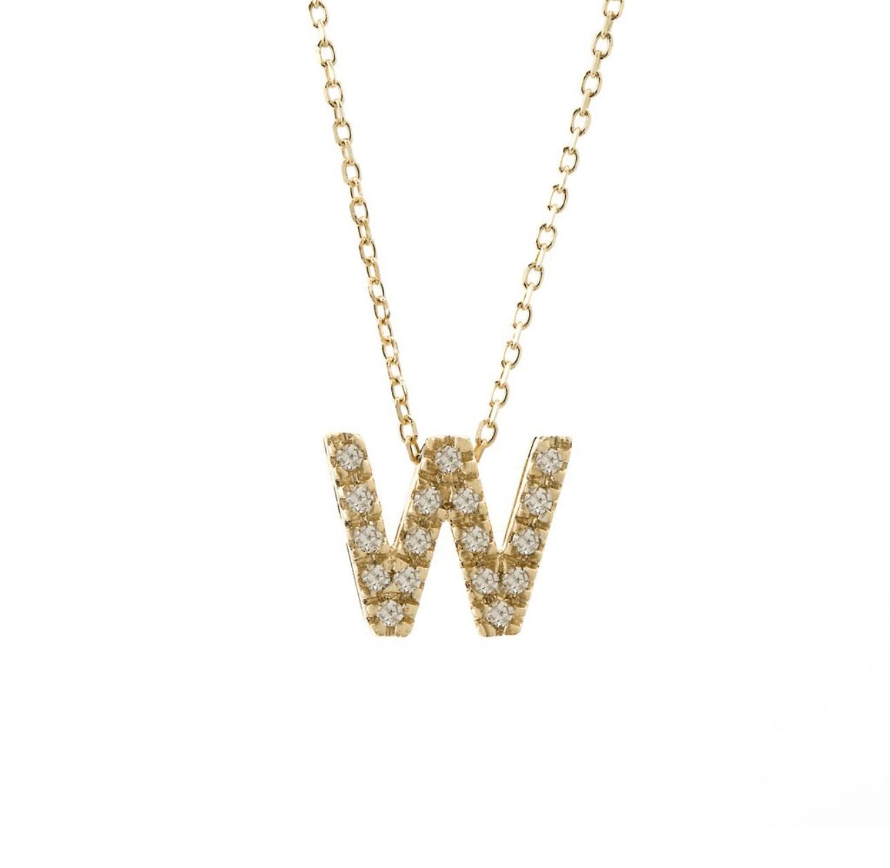 Mini Initial Single Micro Pave Diamond Necklace