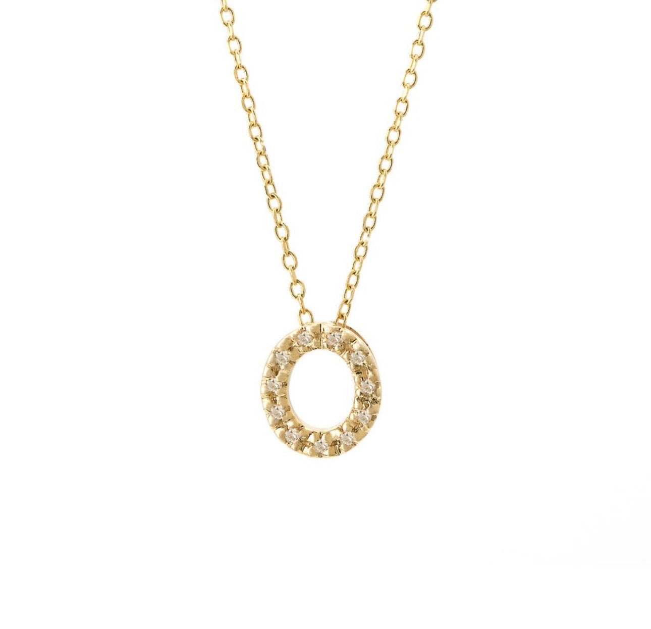 Mini Initial Single Micro Pave Diamond Necklace