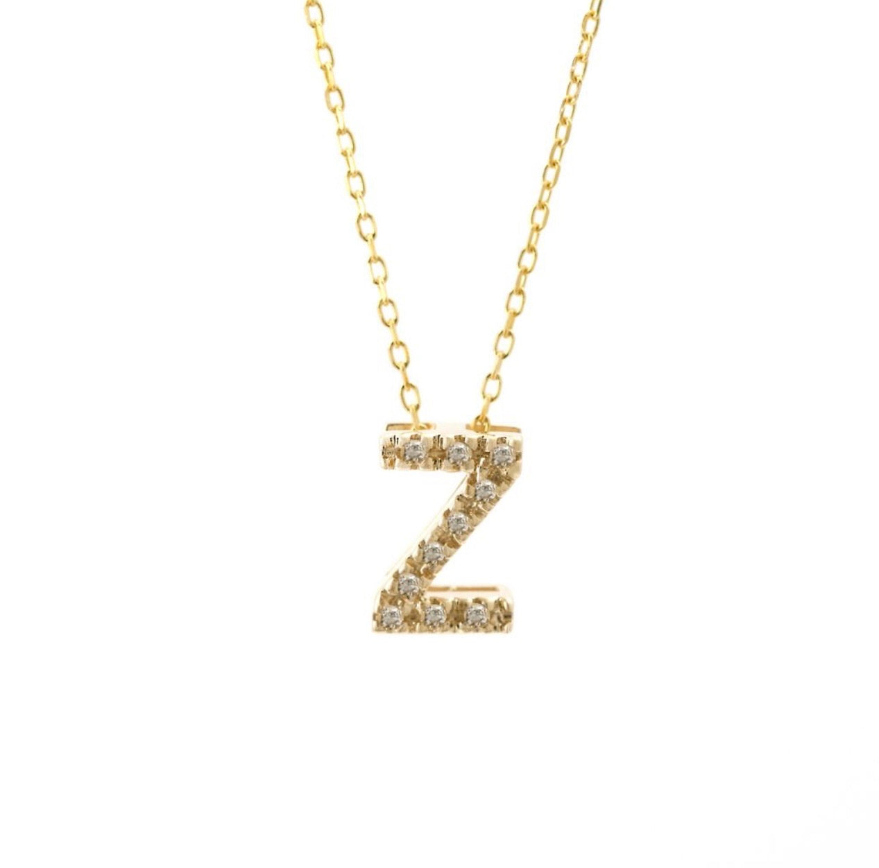 Mini Initial Single Micro Pave Diamond Necklace