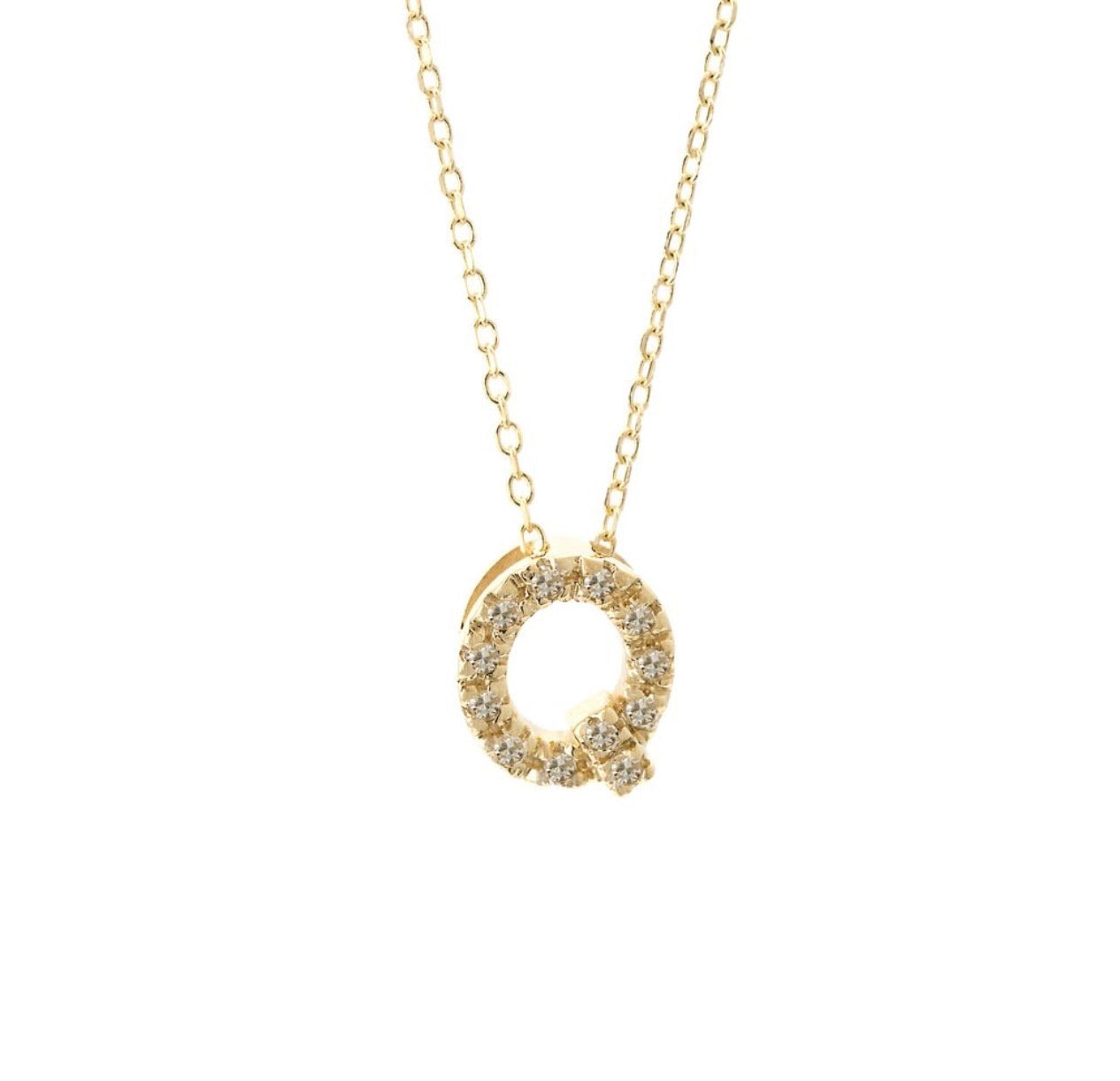 Mini Initial Single Micro Pave Diamond Necklace