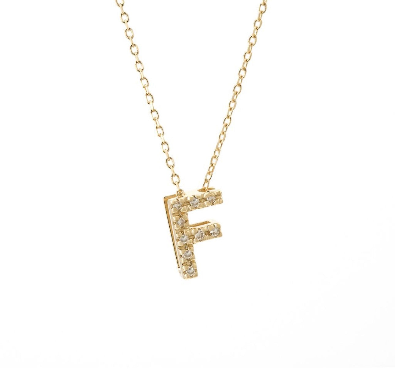Mini Initial Single Micro Pave Diamond Necklace