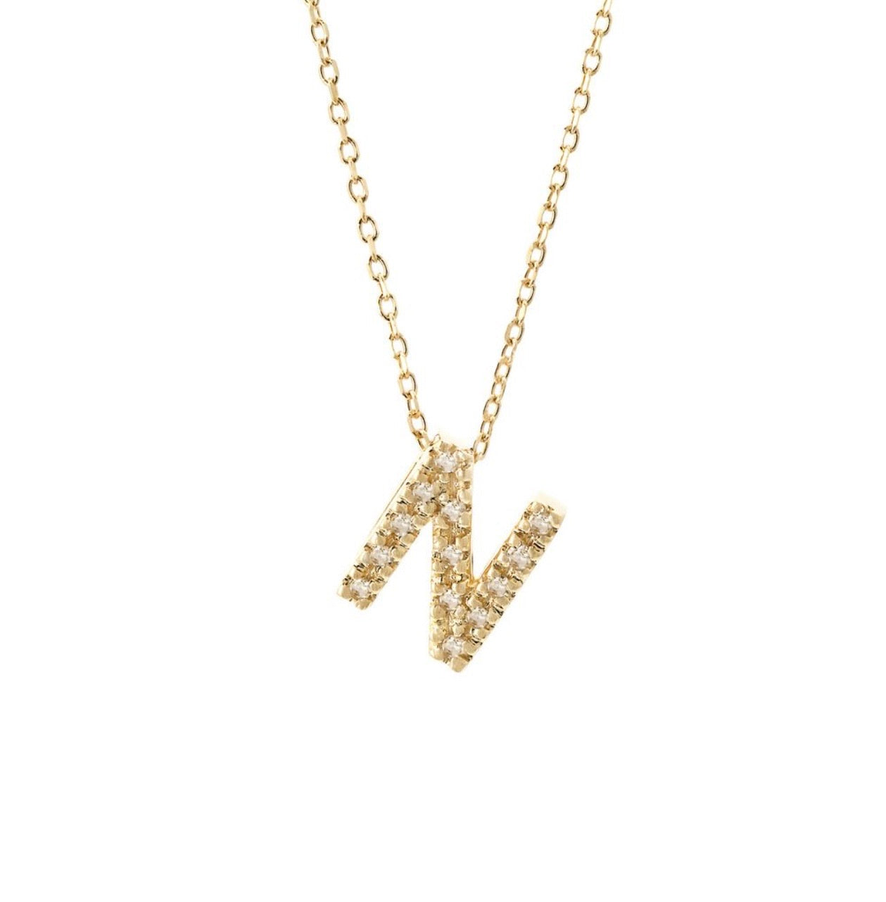 Mini Initial Single Micro Pave Diamond Necklace