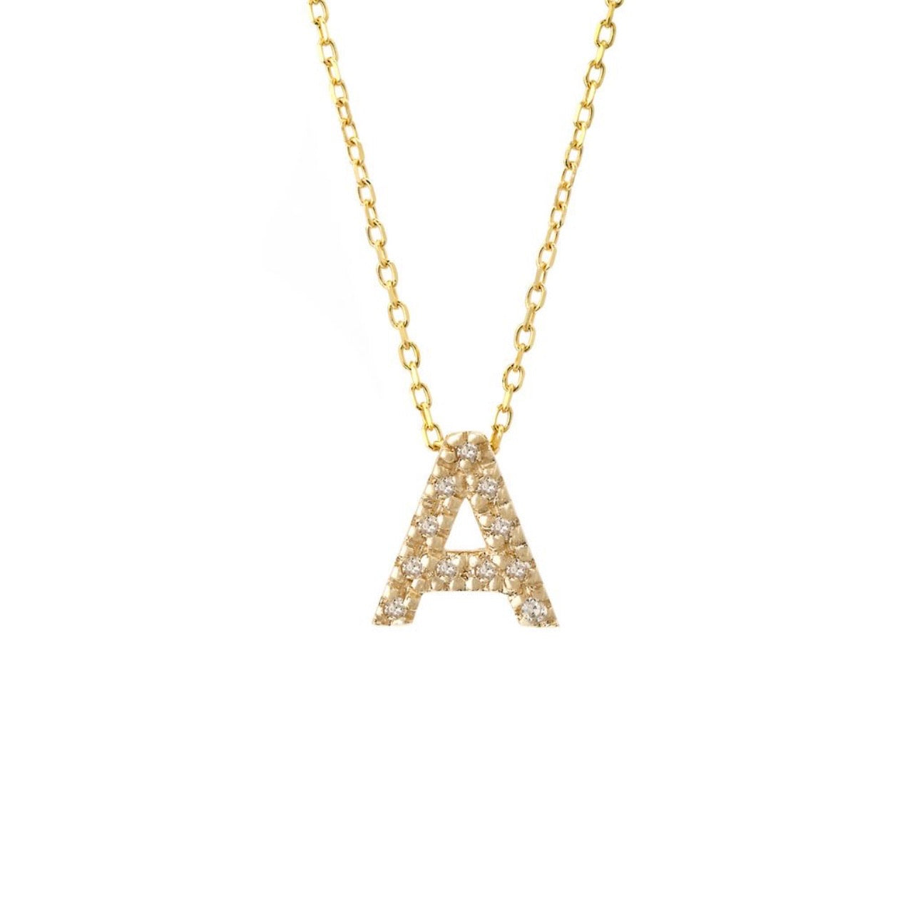Mini Initial Single Micro Pave Diamond Necklace