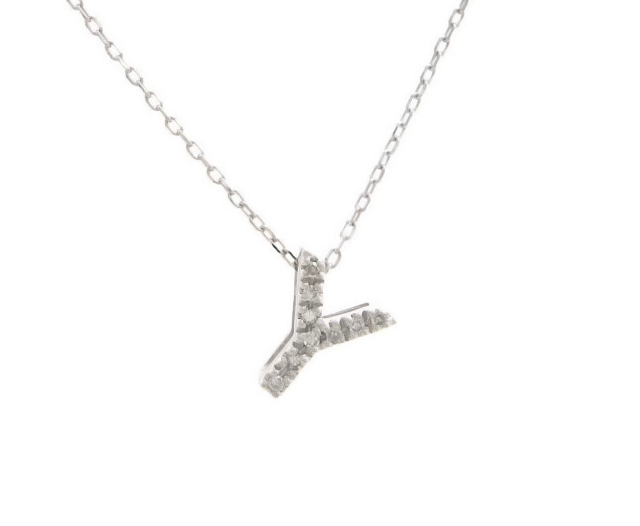 Mini Initial Single Micro Pave Diamond Necklace