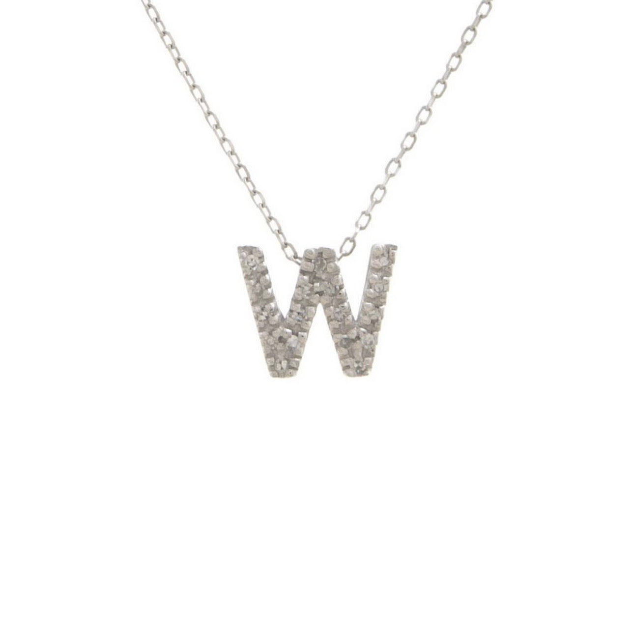Mini Initial Single Micro Pave Diamond Necklace
