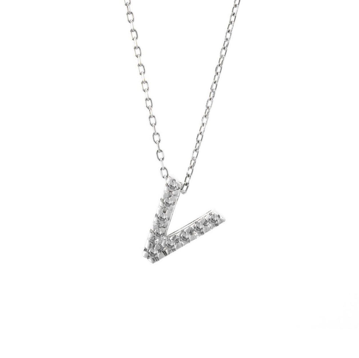 Mini Initial Single Micro Pave Diamond Necklace