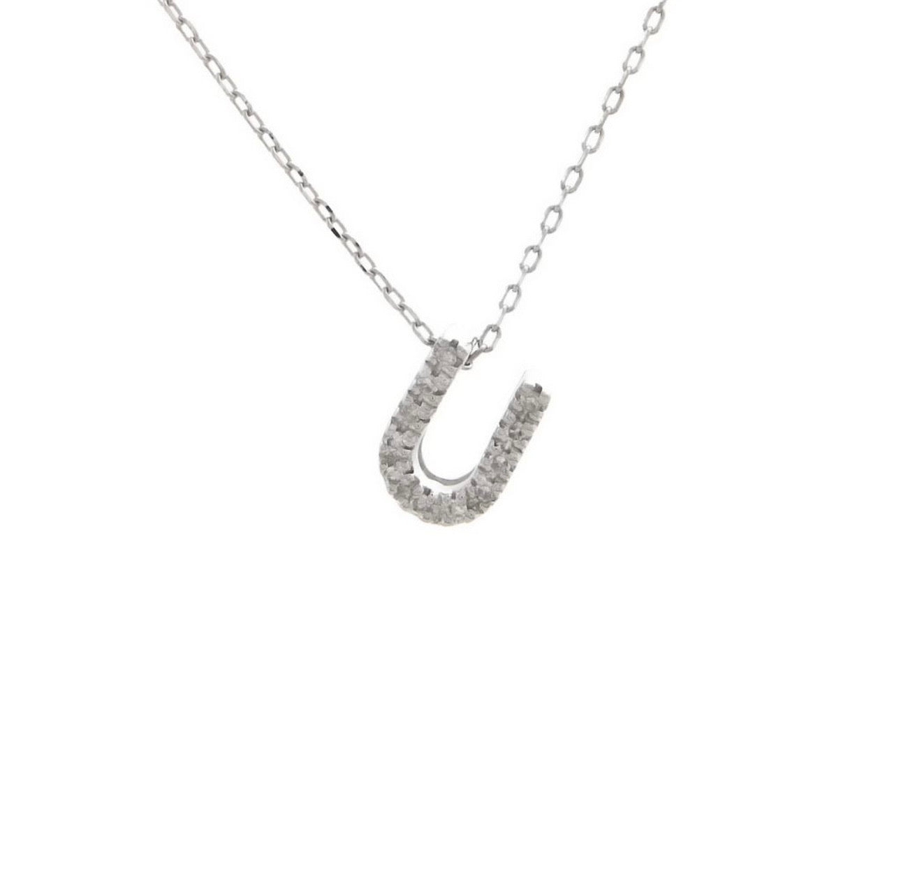 Mini Initial Single Micro Pave Diamond Necklace