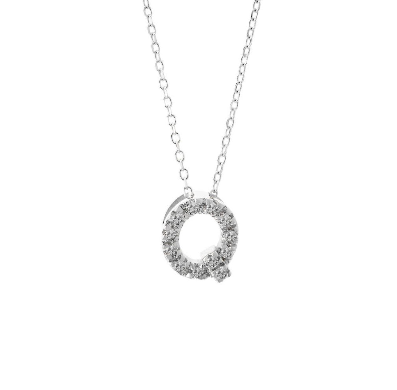 Mini Initial Single Micro Pave Diamond Necklace