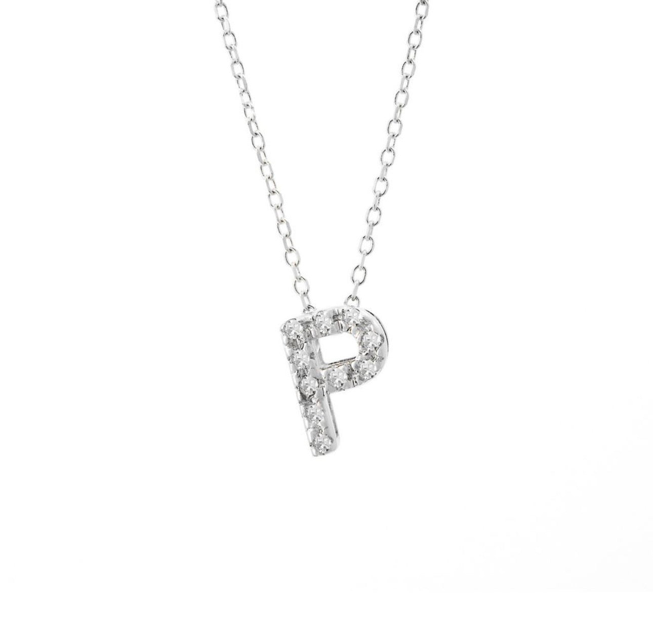 Mini Initial Single Micro Pave Diamond Necklace
