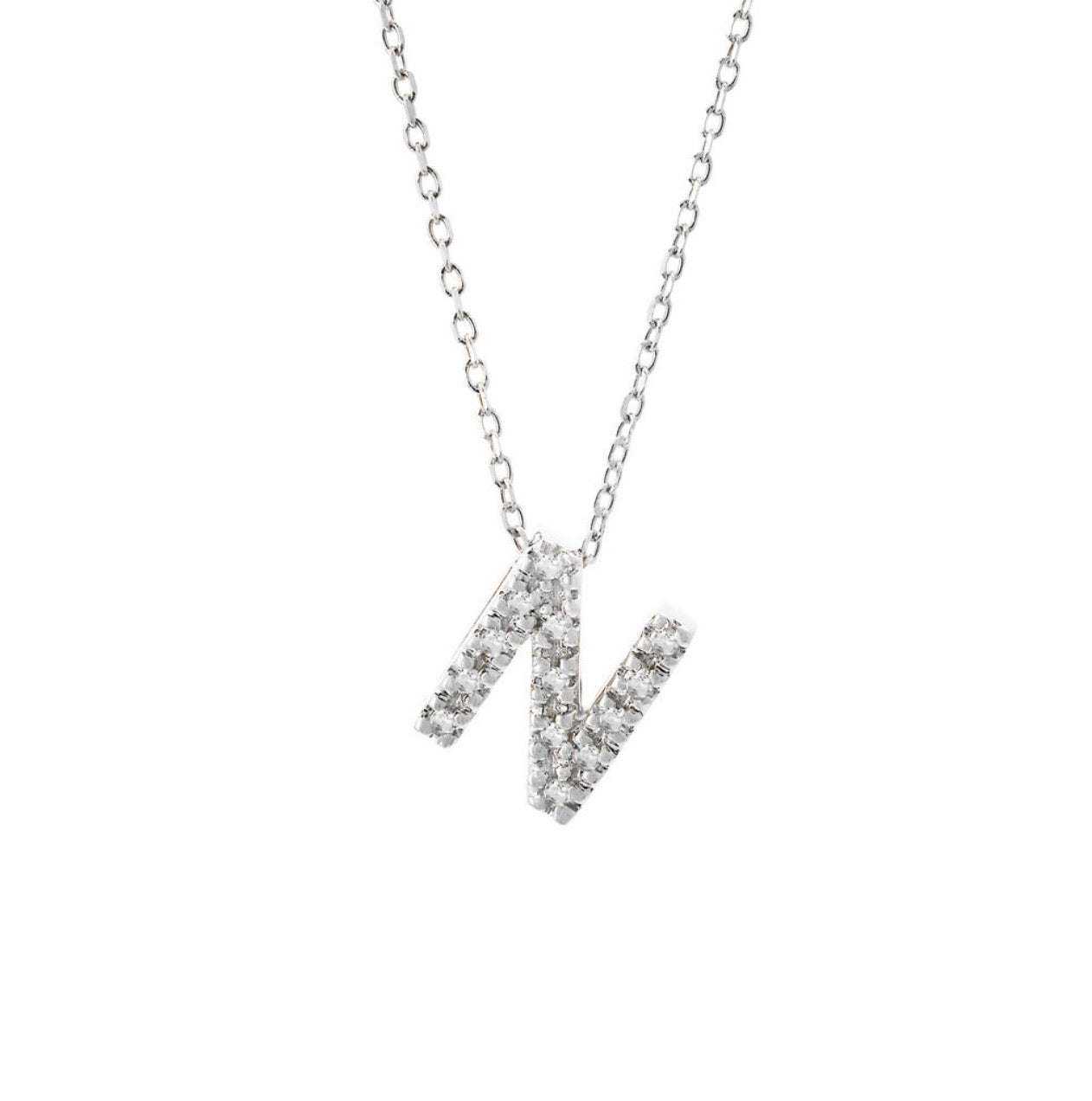 Mini Initial Single Micro Pave Diamond Necklace