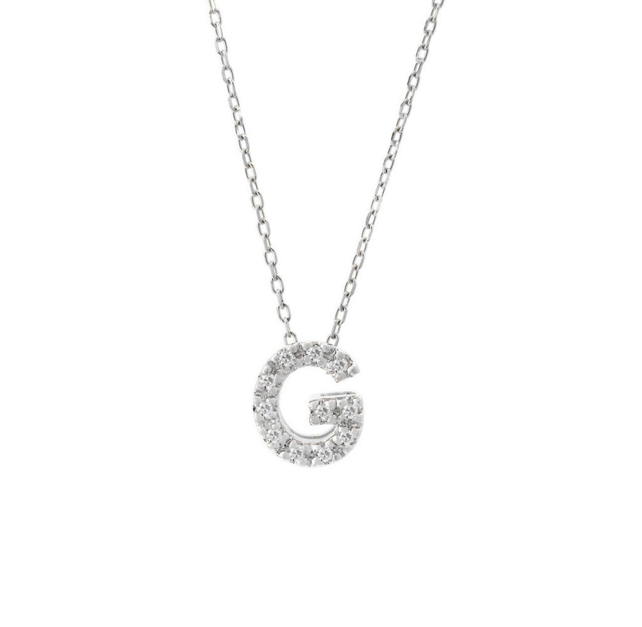 Mini Initial Single Micro Pave Diamond Necklace