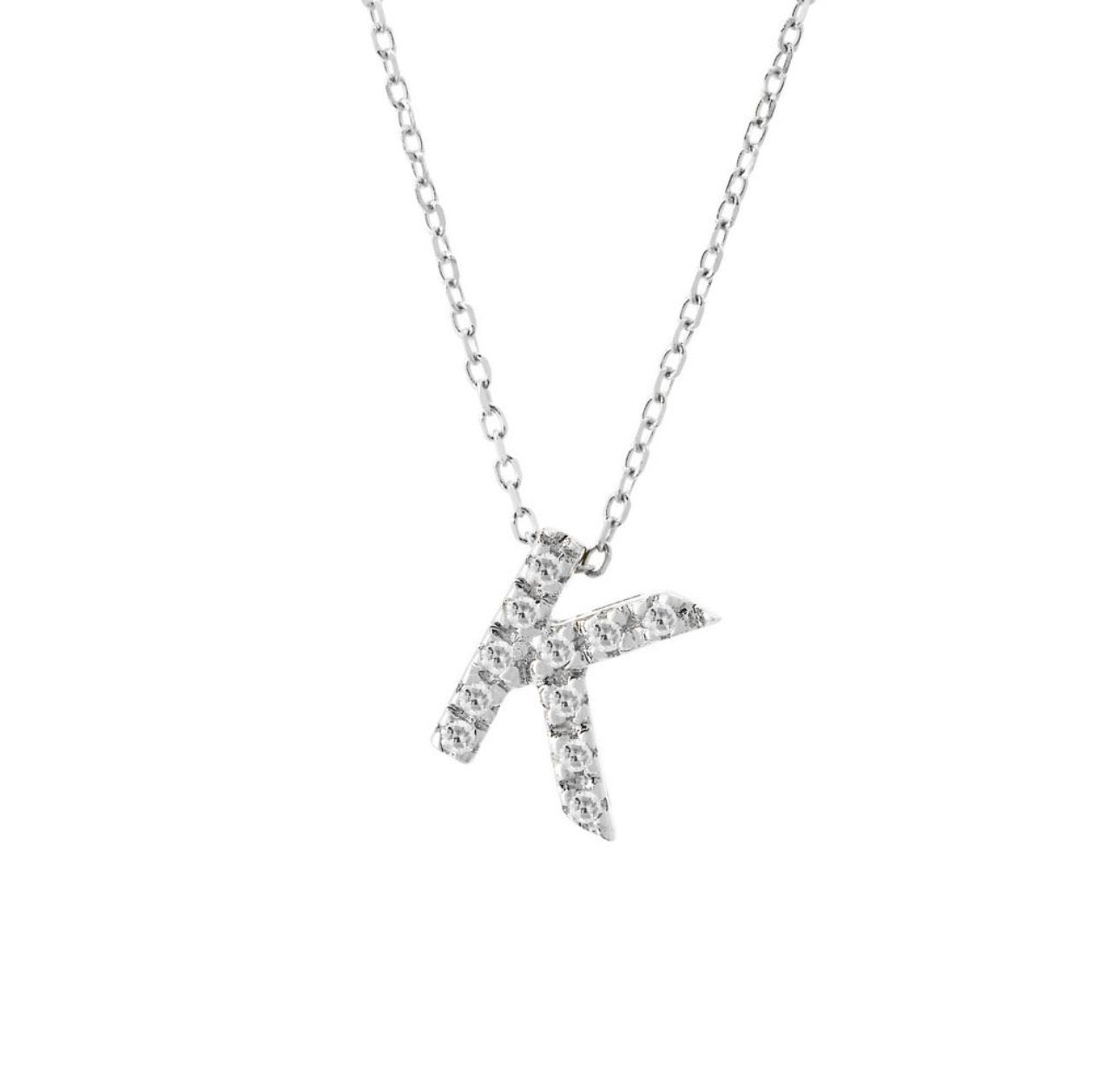Mini Initial Single Micro Pave Diamond Necklace