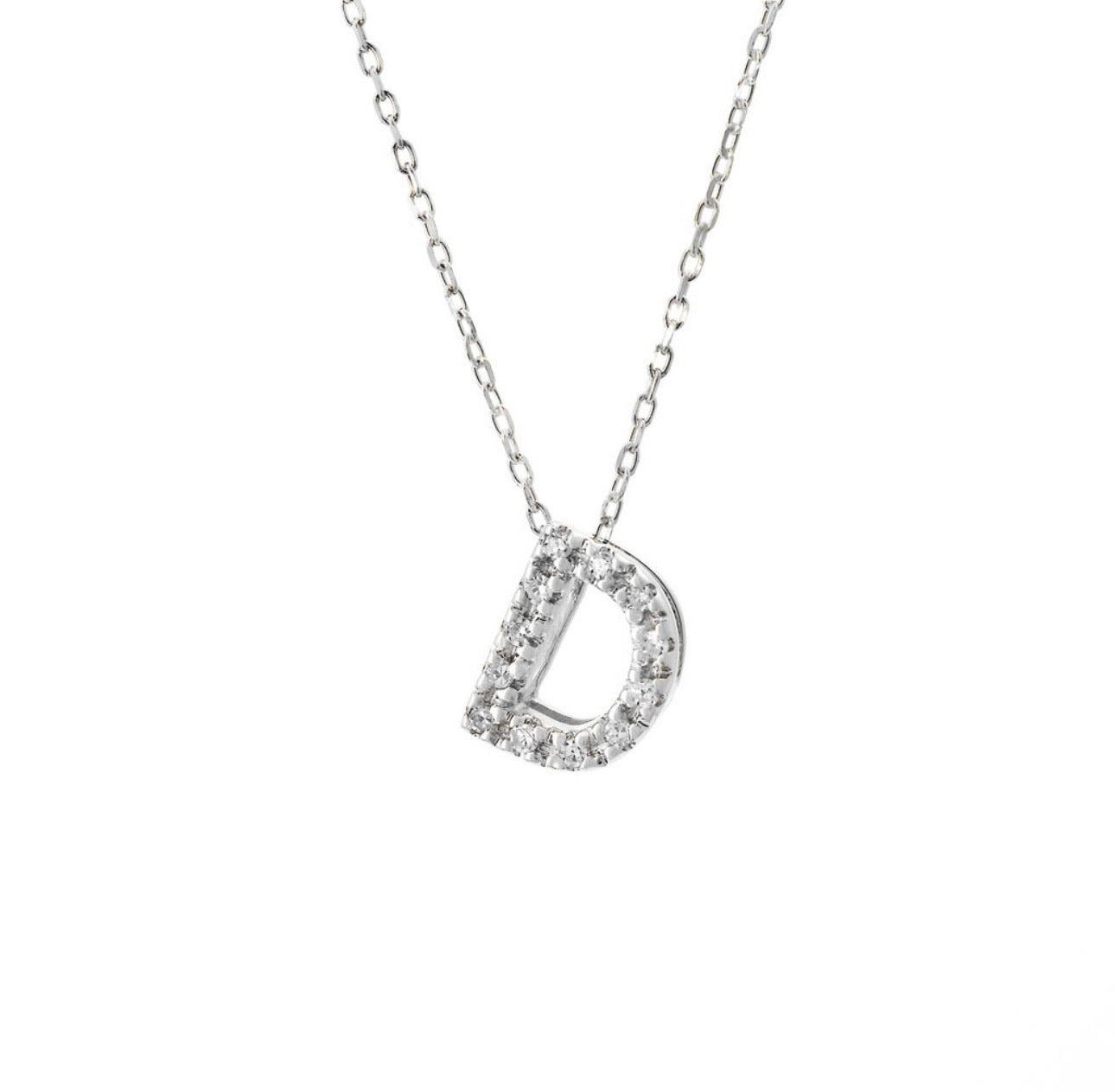 Mini Initial Single Micro Pave Diamond Necklace