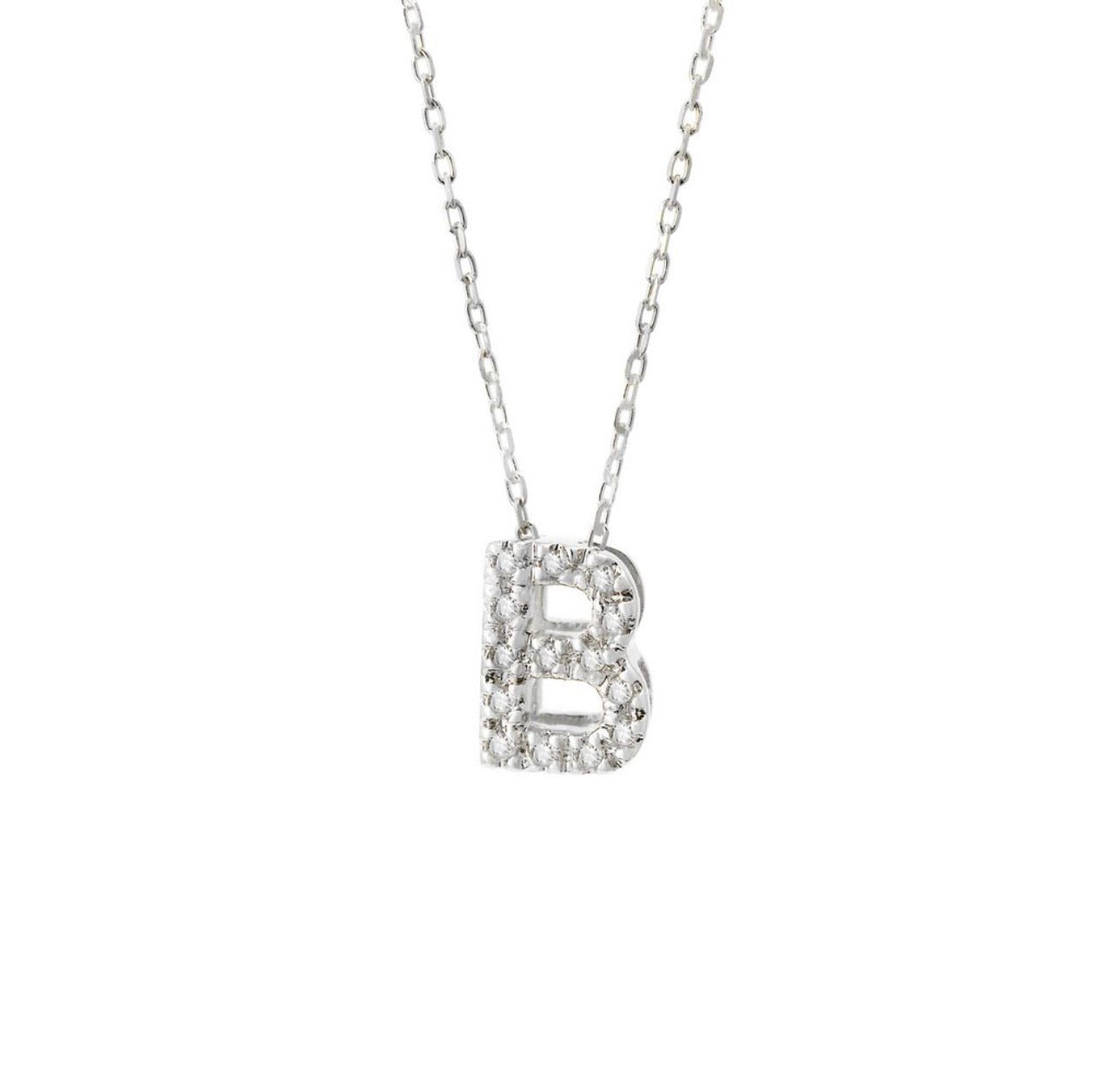 Mini Initial Single Micro Pave Diamond Necklace