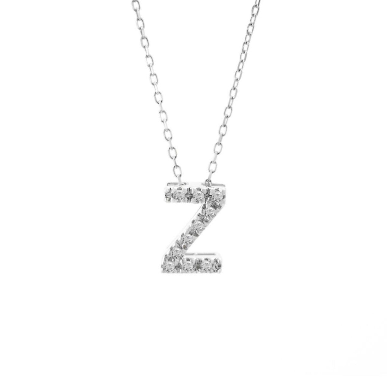 Mini Initial Single Micro Pave Diamond Necklace