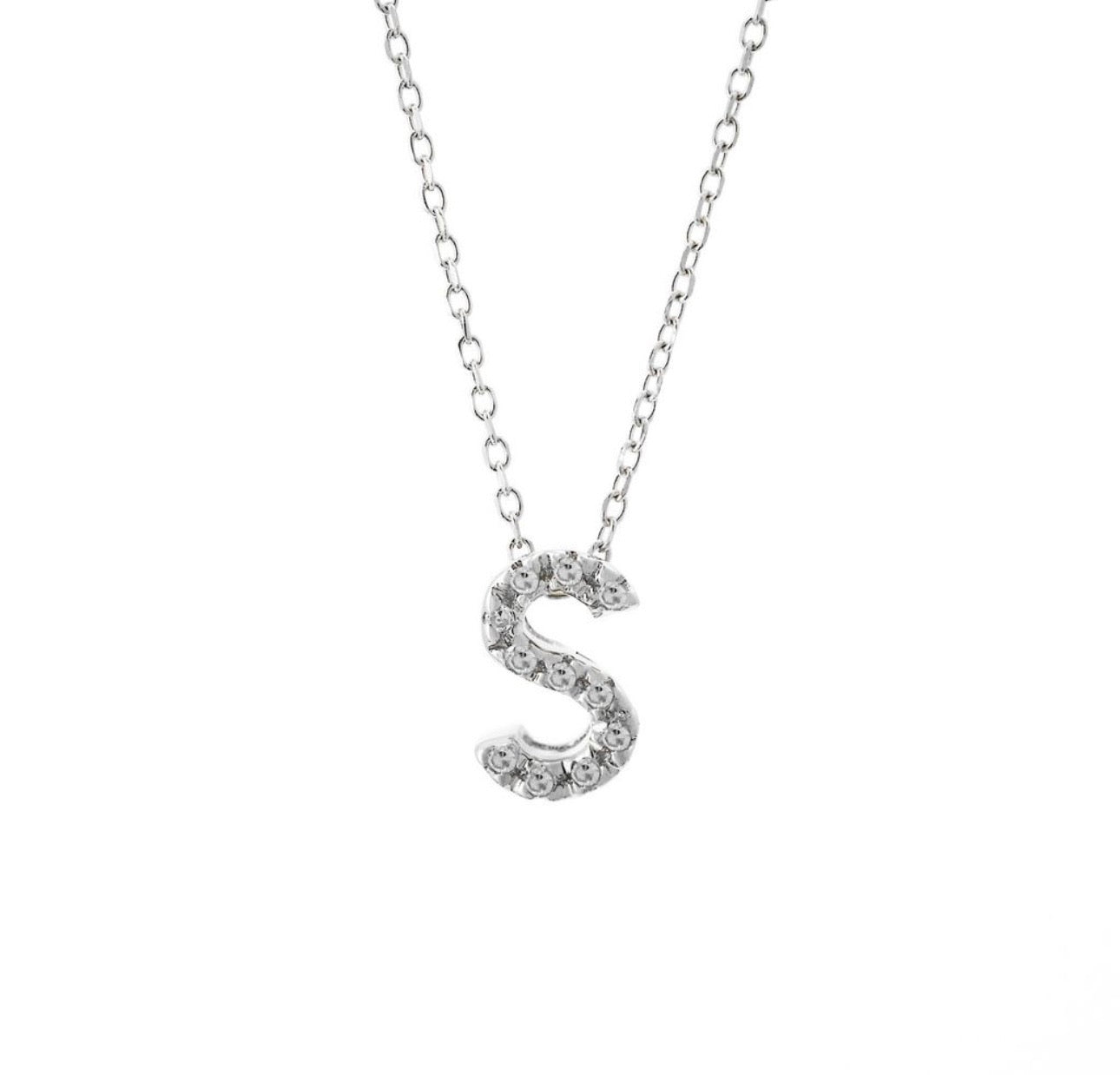 Mini Initial Single Micro Pave Diamond Necklace