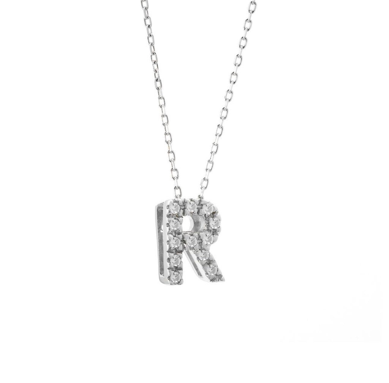 Mini Initial Single Micro Pave Diamond Necklace