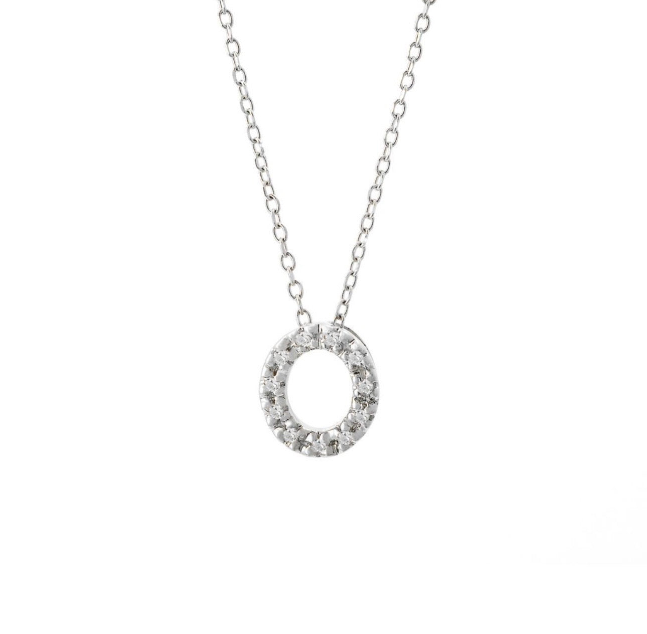 Mini Initial Single Micro Pave Diamond Necklace