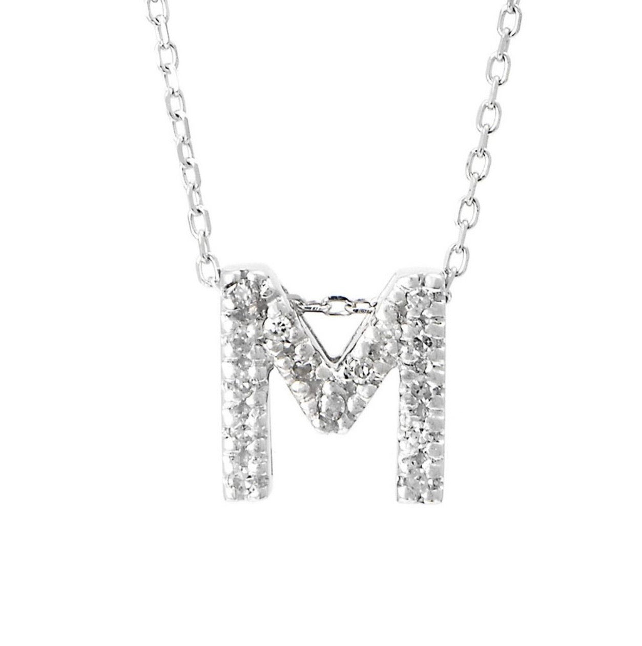 Mini Initial Single Micro Pave Diamond Necklace