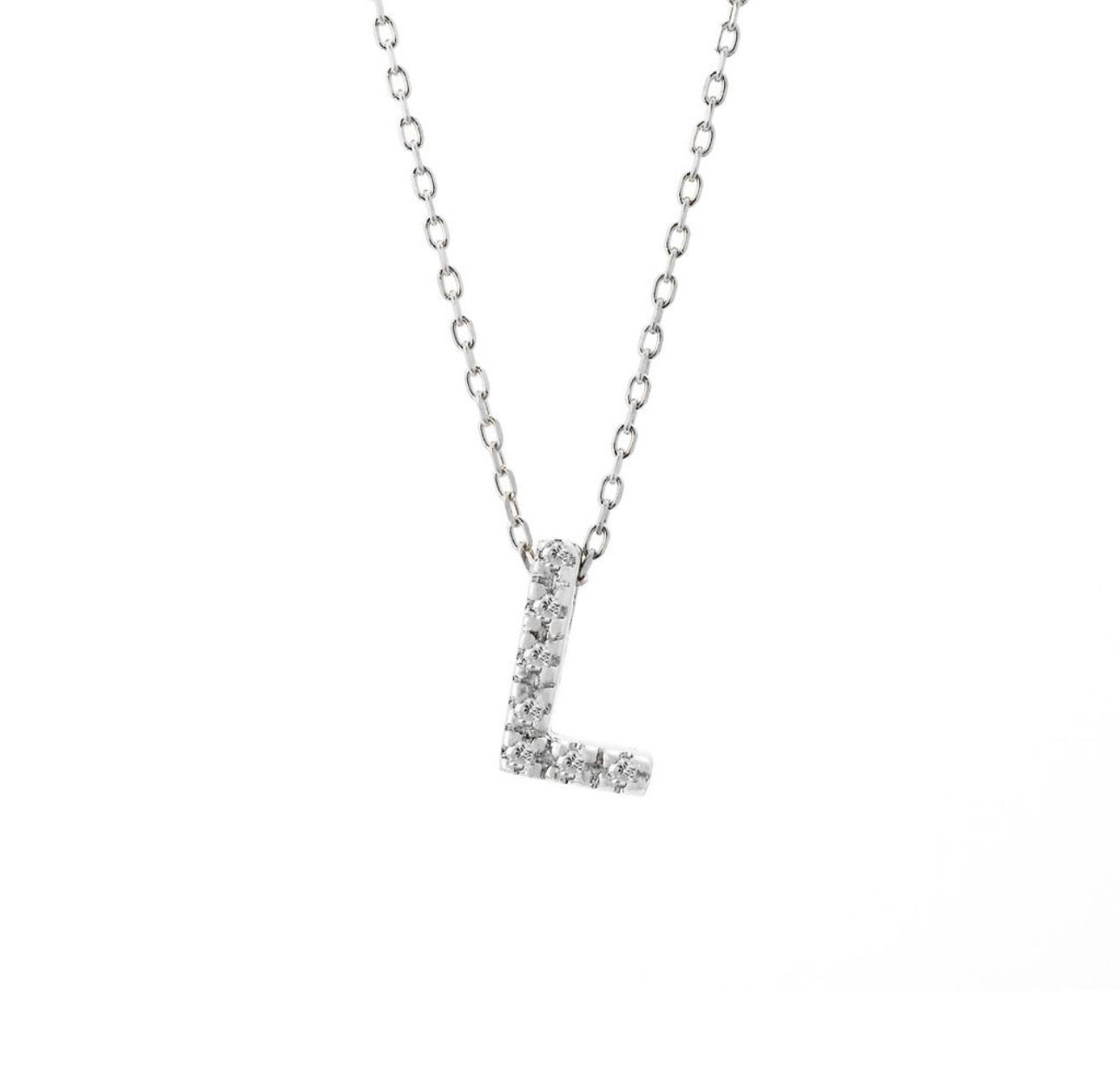 Mini Initial Single Micro Pave Diamond Necklace