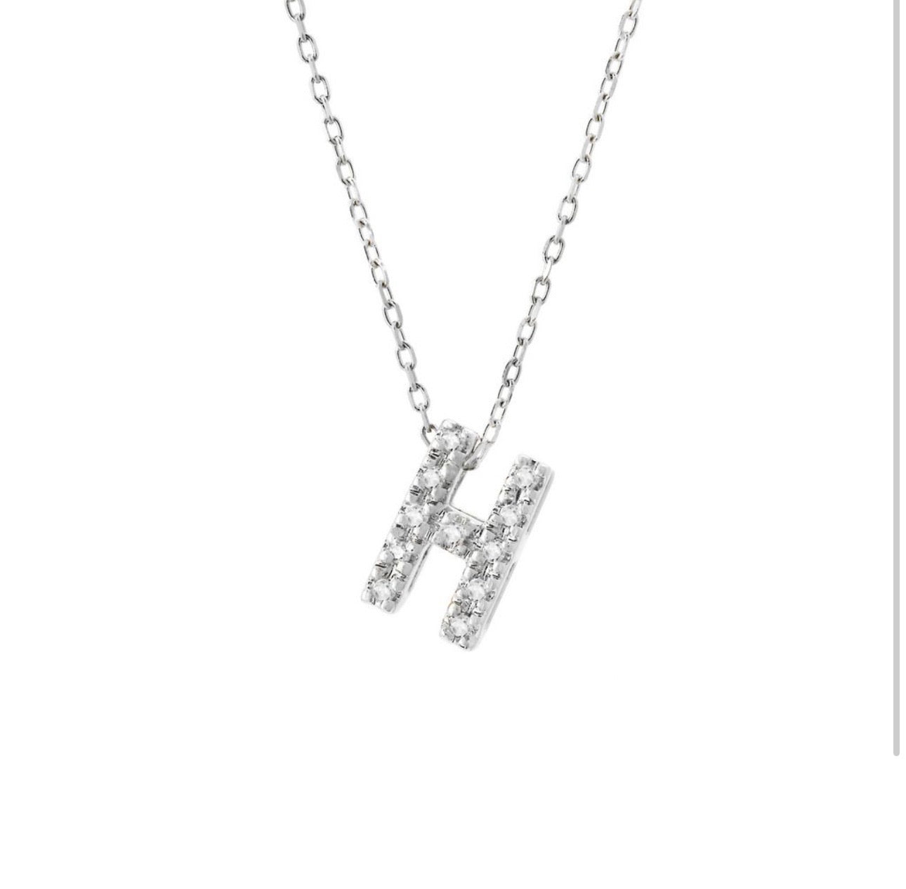 Mini Initial Single Micro Pave Diamond Necklace